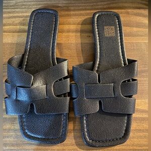 Black Leather sandals NWOT
